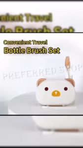 PREFERRED SHOP Baby Bottle Brush Travel Bottle Cleaner Kit with Extendable Silicone Bottle Brush Nipple Brush Straw Cleaning Brush Bottle Drying Rack and Soap Dispenser Baby