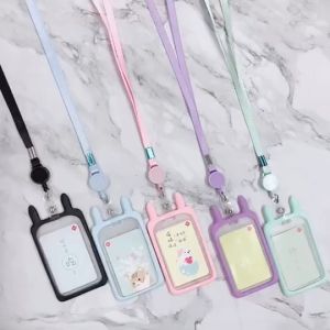 Name Tag Lanyard ID Card Case Holder Bermotif Casing Gantungan Kartu Akses Kartu Kantor Busway MRT E-Money Flazz BRIzi