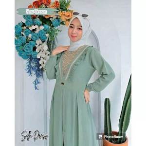 Gamis Rayon Twill Bordir Wanita KAYLA Premium Terbaru Busui Friendly Dress Motif Model Kekinian