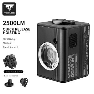 TOSUOD | TOSUOD Bicycle Front Light 2500LM USB Rechargeable Bike Headlight Wireless Remote Control Quick Release Cycling Light