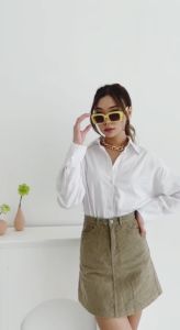 Kemeja Oversize Wanita Katun Putih Polos Kerja dan Kasual Lengan Panjang Kemeja Blouse Putih Wanita