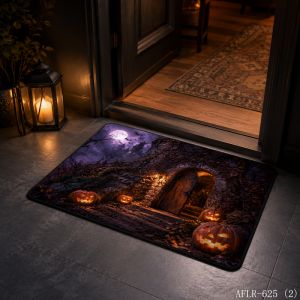 VIKAMA Halloween Pumpkin Entryway Mat Soft Non Slip Bathroom Door Mat Decorative Rug Home Decor