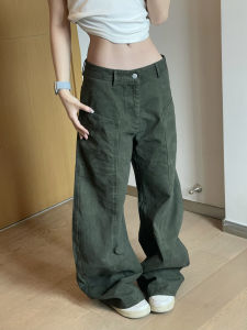 American Retro Work Pants with Big Pockets Mens Loose Wide Leg Street Style Cleanfit Trousers Womens High Waist Long Cotton