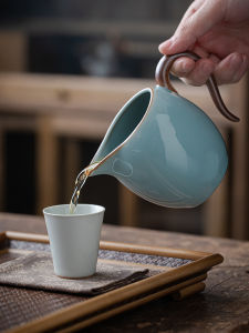 ถ้วยชาดินสอขนาดใหญ่ ถ้วยชาน้ำชา ถ้วยชาดินสอแบบแยกส่วน ถ้วยชาขนาดใหญ่ ตะแกรงกรองสีฟ้า เครื่องมือตักชาแบบแยกส่วน