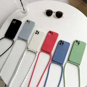 Fashionable Silicone Crossbody Phone Case for Apple with Lanyard Simple Protective Cover for iPhone XSMAX XR Couples