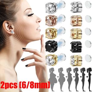 เทียมแม่เหล็กพังค์ 2 ชิ้น ต่างหูแบบหนีบ สีดำ สำหรับผู้ชาย, ผู้หญิง