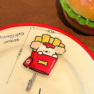 1/4 Pcs Cute Gourmet Burger Dog Hook Acrylic Door Bathroom Non Punching Hook Student Dormitory Strong Hook