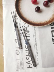 Chockmen Stainless Steel Fruit Fork Double Prong Dessert Small Fork Cake Stick Fruit Spear Elegant Design Kitchen Diningware