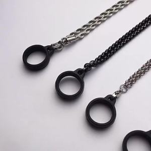 1Pc Anti-Lost Pen Lanyard Anti-drop Portable Metal Chain Necklace Lanyard Metal Lanyard Sling Snake Bone Chain With Rubble Ring.