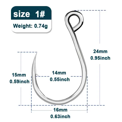 9KM Fishing Hooks 25Pcs Fishing Jigging Hook Carp Eye Worm Barbed Inline Hooks Saltwater High Carbon Steel Fishing Accessories