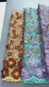 Luxury 3D Floral Guipure Cord Lace Fabric High‑Grade African Embroidery Net Lace For Wedding Party Dress Sewing Material