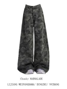 กางเกงยีนส์ทรงหลวมเอวสูงสไตล์อเมริกัน ทรงตรง ทรงหลวม สำหรับผู้หญิง ฤดูร้อน 2025 กางเกงยีนส์ทรงหลวมสไตล์ฮิปฮอป