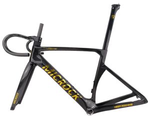 MICROCK T1000 HMC Full Carbon Fiber Aero Bike Frameset with handlebar only 820gInternal Rount Cable Lines with OEM Color GOLD MICROCK LOGO