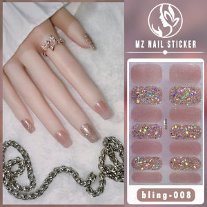 14pcs/Set bling Series 3D Three-Dimensional High-End Nail Stickers Small Sequins Glittering Shining Aurora White Polish Film Waterproof Long-Lasting Wear-Resistant Removable Easy-To-Carry Non-Toxic Gold Foil Fashion