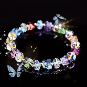 A Butterfly Crystal Bracelet for Women Fashionable Bangle Jewelry Fresh and Sweet Crystal Beaded Bracelet