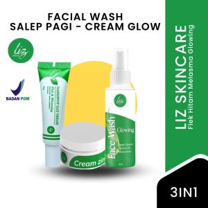 Elzet Skincare Paket 3in1 Salep Pagi Malam Whitening Sabun Cream Siang BPOM Pemutih Kulit Wajah Penghilang Noda Flek Hitam Membandel