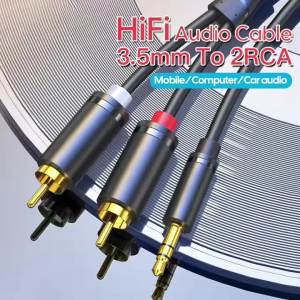 Cáp Âm Thanh Chia Tín Hiệu 3.5mm Jack Sang 2 RCA Male Dây Aux Cho TV PC Amply DVD Loa Đầu Nối Âm Thanh Dual RCA