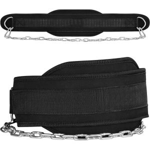 【Heavy Duty Steel Chain】Dip Belt Weightlifting Belt - Adjustable for Pull Ups Dips Gym Fitness 136kg Capacity
