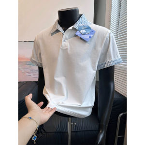 LIUBU | American Vintage Check Collar T Shirt Men
