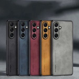 EUCAGR Sheepskin PU Leather Silicone Phone Cases For Samsung Galaxy S26 Plus S25 FE edge S24 S23 S22 S21 S20 Back Cover Coque
