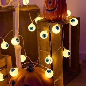 1PC Halloween Eyeball LED Lights Indoor/Outdoor Battery Operated String Lamps Haunted House Bar Holiday Party Spooky Decor