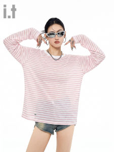 FINGERCROXX | Light Pink Striped Long Sleeve Tee