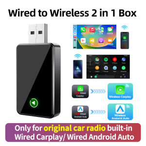 2IN1 Wired to Wireless Carplay Wireless Android Auto USB Adapter Bluetooth Dongle For KIA Ford Audi Porsche MG Toyota VW Hyundai
