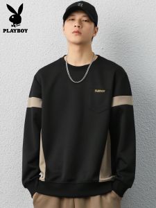 Playboy Long Sleeve T-Shirt Mens Autumn Base Shirt Loose Spring Autumn Trendy Black Sweatshirt Youth Fashion Casual Top