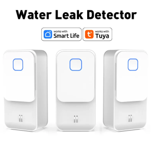 RSHSmart WiFi Zigbee Water Leak Detector Flood Alarm 90dB Loud App Alert Work With Tuya Smart Life IP65 At Home Basement Kitchen