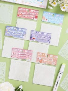 Cute Cartoon Sweet Blessings Birthday Drawing Template Stencil Ruler Set DIY Decorations Journal Scrapbooking Kids Art