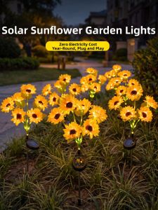 ANQIYUE | Waterproof Solar Sunflower Ground Light Garden Decoration