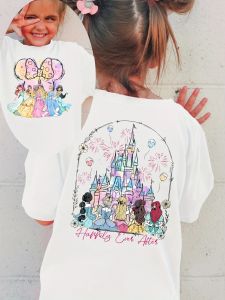 Hasbro | Disney Princess Castle Girls T-shirt Summer Pure Cotton Double-sided Printing Short-sleeved Top