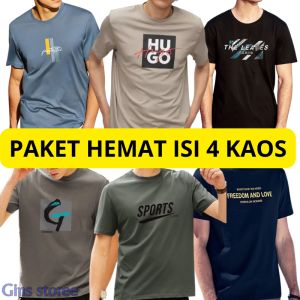 Paket T-Shirt Pria THR Lebaran 2024 - Motif Grafis/Polos Bahan Cotton Ukuran M-2XL
