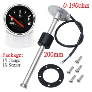 RYSJM | 52mm 0~190 ohm Fuel Level Gauge with Stainless Steel Fuel Float Level Sensor Oil Tank Meter Sender Unit For Marine Car Gauges