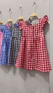 Leia - Gaun Anak Perempuan Kotak/ Dress Anak Korea Katun Import Usia 3-7 Tahun