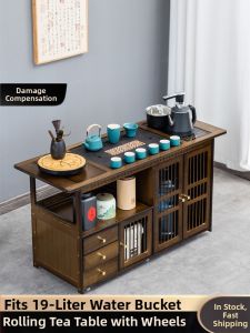 ZHISHANYUAN | Portable Living Room Wooden Tea Table with Built-in Water Heater