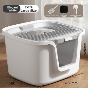 hipidog | Oversized Enclosed Cat Litter Box Prevents Spills Odors and Scattering