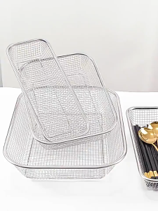 Keranjang Saringan Tinggi Stainless/ Keranjang Buah Set Nampan Peniris Minyak