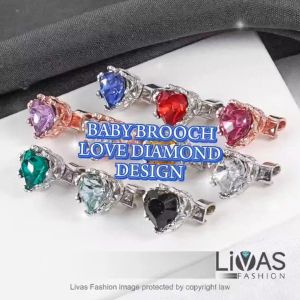 Kerongsang Baby Brooch Love Diamond Design 1Pc Single Jarum Peniti Brooch Kerongsang Pin Tudung Shawl Bawal Livas Accesories Jewellery Fashion