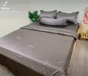 Ga Giường Drap Lẻ Lụa Lavish Silk cao cấp mát lạnh hàng loại 1  - Xám Đậm