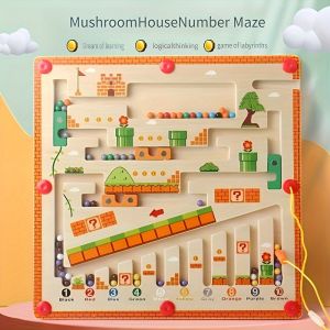 Câu đố nhà hình nấm từ tính-bảng phân loại và đếm màu với Mê Cung bút từ & bóng cho trẻ em từ 6 tuổi trở xuống