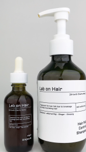 LAB ON HAIR 2in1 Bundle Anti Hairfall Control Shampoo and Hair Growth Ampoule Serum with Ginger Ginseng Aminexil PDO Biotin Thuja Hair Care Repair Treatment
