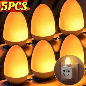 5PCS LED Simulation Flame Night Lights USB Plug Charging Night Lamps Portable Eye Protection Book Reading Light Mobile Power Lamps
