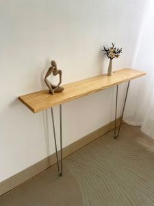 Solid Wood Console Tables Clothing Store Sofa Wall Narrow Table Corridor Aisle Macaron Word Length a Long Narrow Table Cream Style