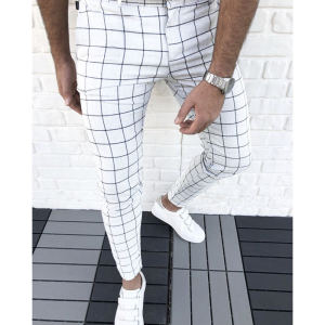 Summer Men's Casual Plaid Slim Fit Pants: Comfortable Cotton Trousers