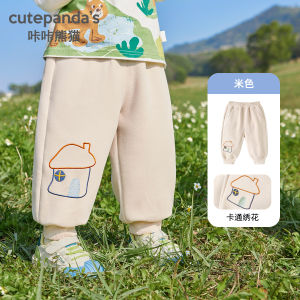 CUTEPANDAS Casual Sports Pants for Babies Girls Boys Spring Autumn Long Cotton Polyester Blend Comfortable Non-Fleece Trousers