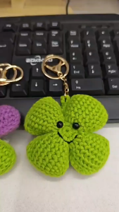 Handmade Crochet Charm Keychain Heart Rainbow Flower Pendant Cute Bag Accessory Lucky Gift for Girls Women