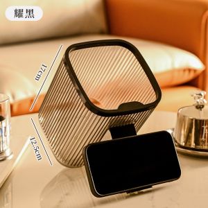 Mini Desktop Trash Can Square Plastic No-Cover Luxury Home Tabletop Storage Bucket Tea Table Waste Box Compact Size Household Cleaning Tool