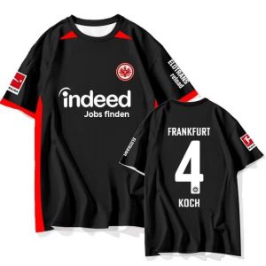 Summer fashion mens football team 3D Frankfurt print casual breathable round neck T-shirt outdoor sports street top