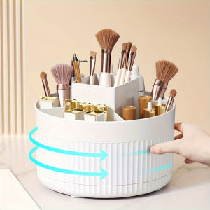 360° Rotating Makeup Organizer Countertop Makeup Organizer Bathroom Accessories Makeup Brush Holder & Lipstick Holder